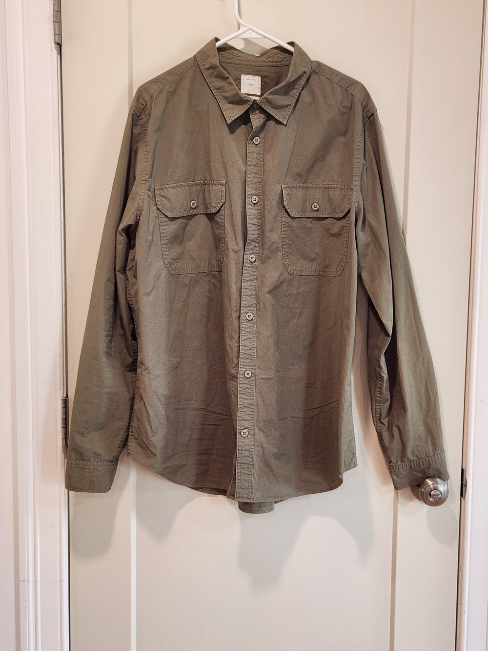 GAP Olive Green Mens' Casual Button Shirt 100% Cotton  XL